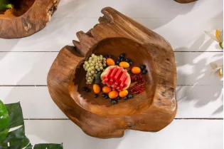 Corbeille de fruits design naturel en bois teck 2