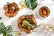 Corbeille de fruits design naturel en bois teck