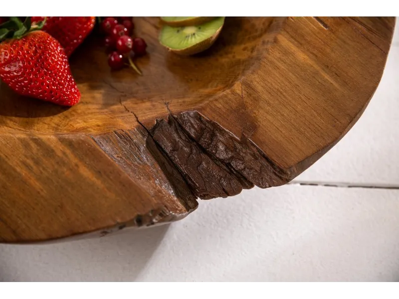 Corbeille de fruits design naturel en bois teck