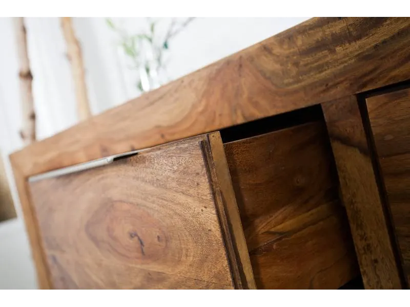 Bahut 140 cm à 2 portes et 3 tiroirs en bois massif