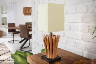 Lampe à poser de 15 cm en bois flotté coloris blanc 2