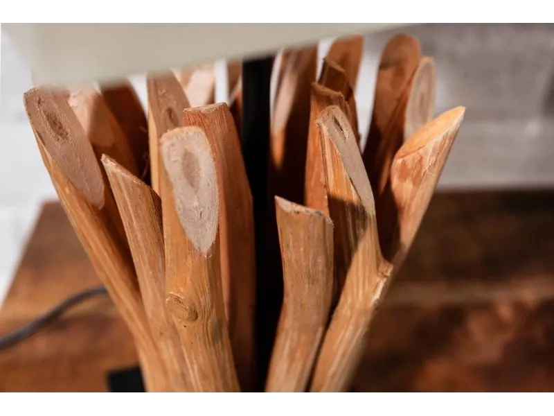 Lampe à poser de 15 cm en bois flotté coloris blanc
