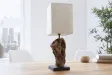 Lampe à poser 15 cm en bois flotté et lin beige