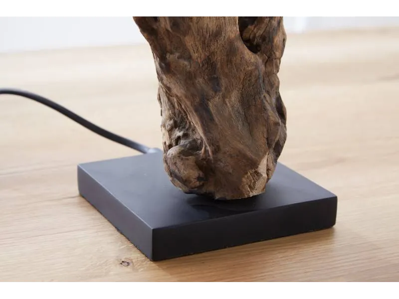 Lampe à poser 15 cm en bois flotté et lin beige