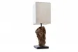 Lampe à poser 15 cm en bois flotté et lin beige