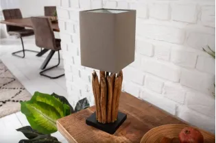 Lampe à poser de 15 cm en bois flotté coloris brun gris 2