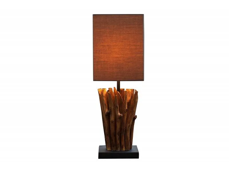 Lampe à poser de 15 cm en bois flotté coloris brun gris