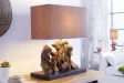 Lampe à poser de 40cm en bois flotté et lin brun