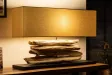 Lampe 53 cm en bois flotté et lin écrue