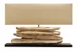 Lampe 53 cm en bois flotté et lin écrue