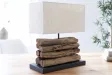 Lampe de 35cm en bois flotté et lin écrue