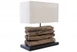 Lampe de 35cm en bois flotté et lin écrue