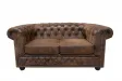 Canapé design chesterfield capitonné en simili cuir marron