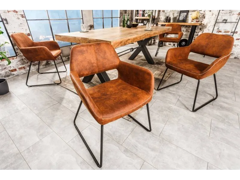 Chaise de salle à manger design coloris brun antique en microfibre