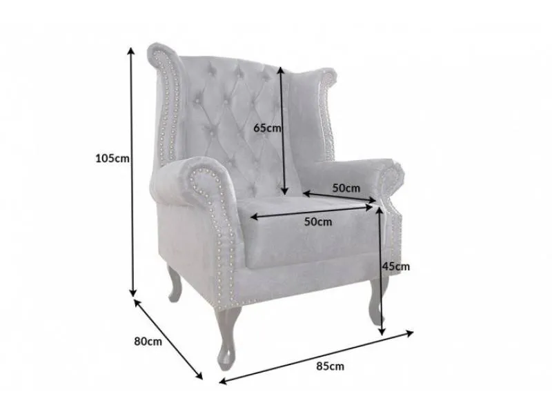 Fauteuil design Chesterfield coloris gris capitonné