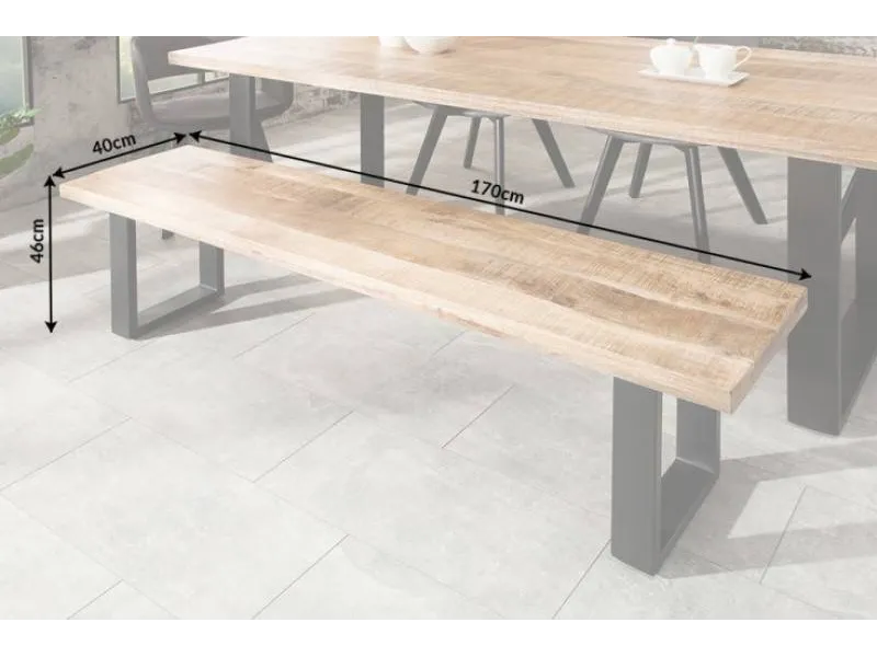 Banquette design 170cm en Fer, Bois de Mangue