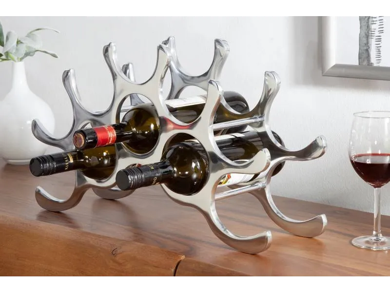 Porte-bouteilles design coloris argent