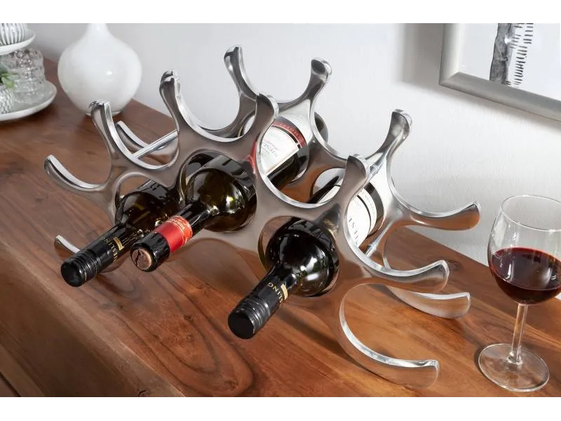 Porte-bouteilles design coloris argent