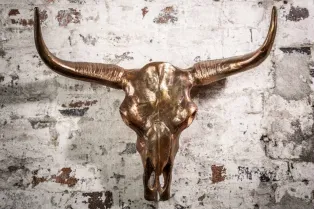 Déco tête de taureau Matador 70cm cuivre flammé