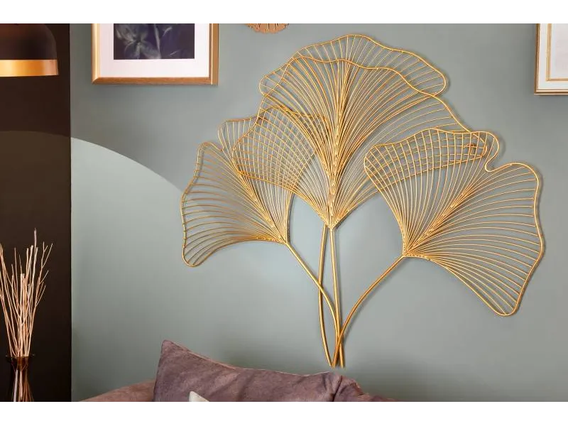 Décoration murale ginkgo 90cm coloris Or