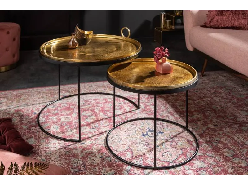 Ensemble de deux table basse dorée