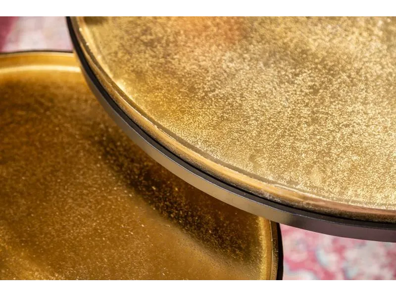 Ensemble de deux table basse dorée