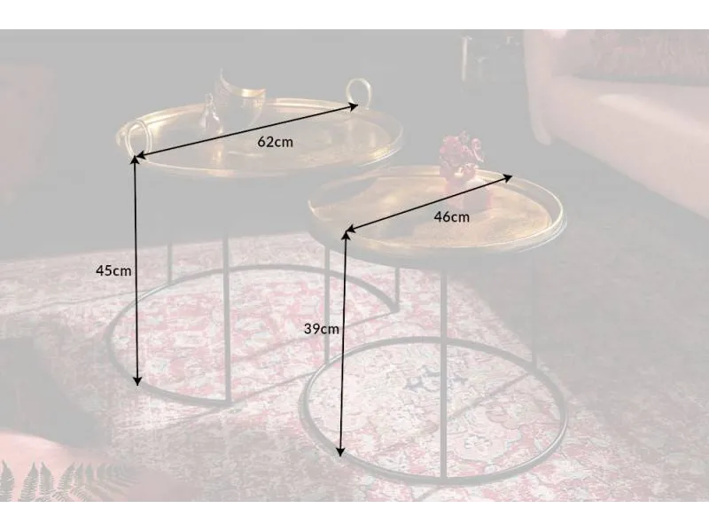 Ensemble de deux table basse dorée