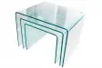 Ensemble de 3 tables basses en verre trempé coloris transparent