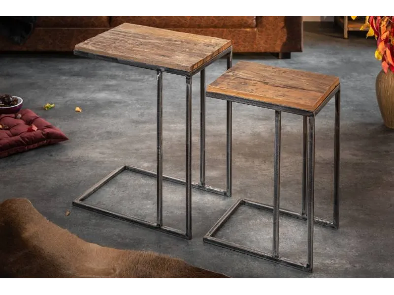 Table d'appoint Barracuda set de 2 bois recyclé