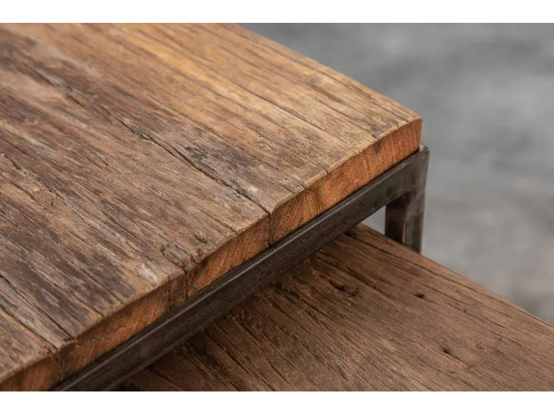 Table d'appoint Barracuda set de 2 bois recyclé