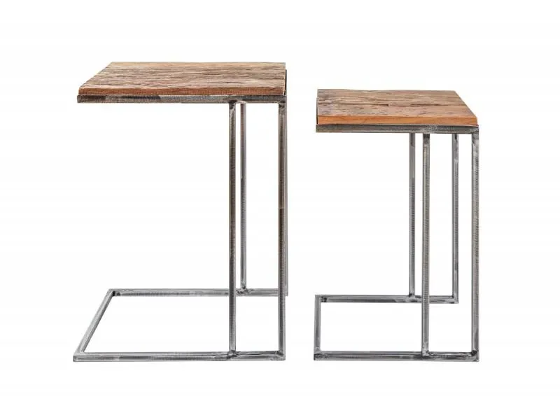 Table d'appoint Barracuda set de 2 bois recyclé