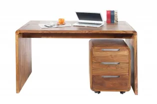 Caisson de bureau design en bois palissandre massif coloris naturel avec 3 tiroirs 2