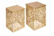 Ensemble de 2 tables d'appoint en forme de feuille en métal doré