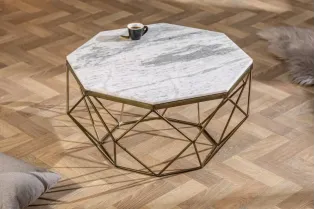 Table basse Diamond 70cm en marbre coloris blanc