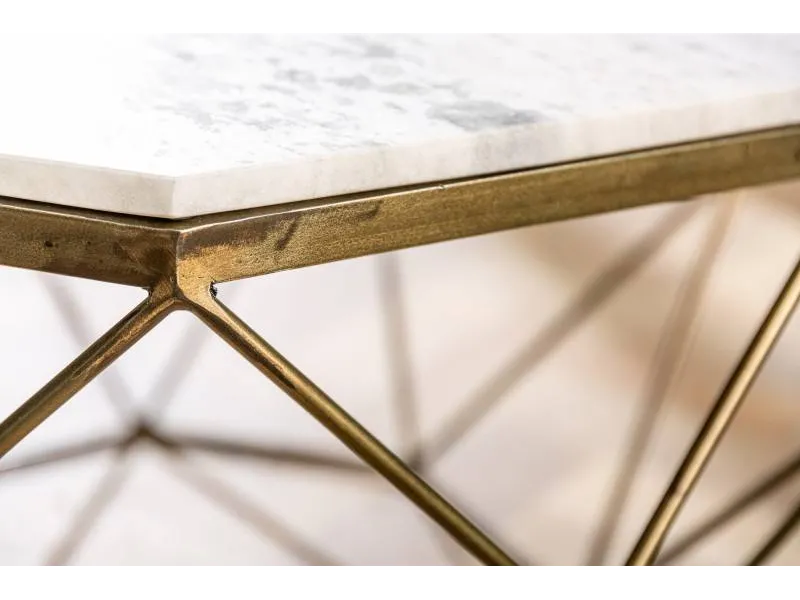 Table basse Diamond 70cm en marbre coloris blanc