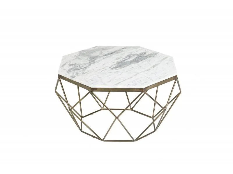 Table basse Diamond 70cm en marbre coloris blanc