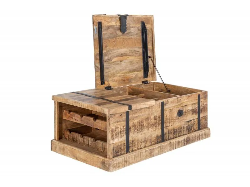 Table basse en bois massif 100cm barre de maison coloris bois nature