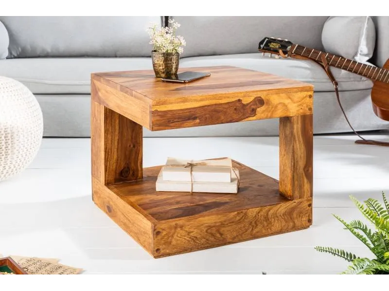 Table basse en bois massif de 45cm coloris naturel