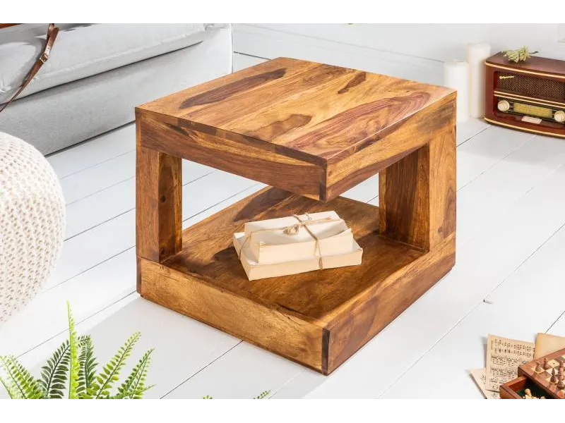 Table basse en bois massif de 45cm coloris naturel