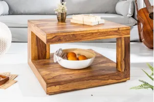 Table basse en bois massif de 60cm coloris naturel 2