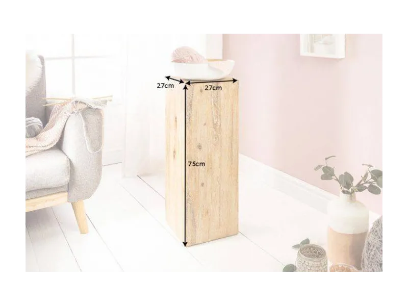 Colonne design naturel de 75 cm en bois massif