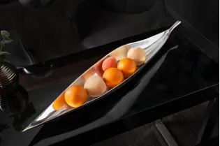 Bol de fruits décoratif 80x15cm en aluminium argenté