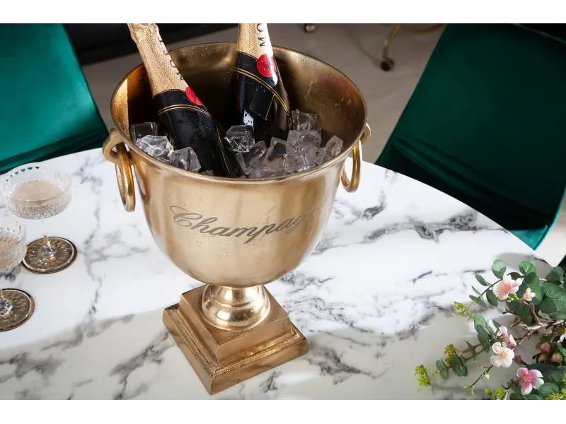 Seau à bouteille moderne de 40cm coloris doré en aluminium