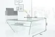 Table basse contemporaine en verre 70cm avec étagère transparente
