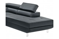 Canapé d'angle convertible moderne avec coffre de rangement en simili cuir noir