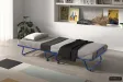 Lit pliable en métal gris 80x190 cm avec roues et matelas inclus
