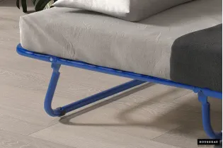 Lit pliable en métal gris 80x190 cm avec roues et matelas inclus 2