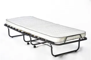 Lit pliable en métal noir 90x200 cm avec roues et matelas inclus 2
