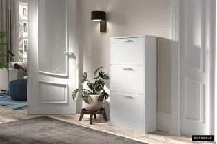 Meuble rangement chaussures, 3 compartiments, coloris blanc