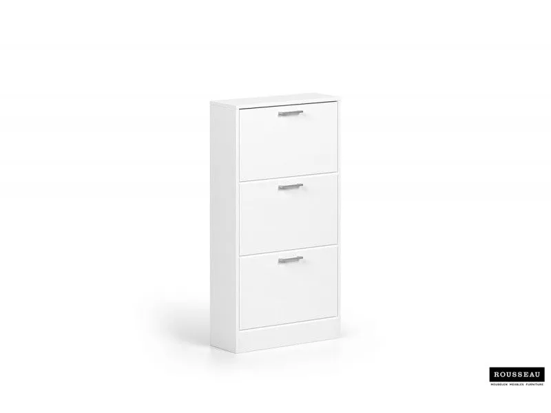 Meuble rangement chaussures, 3 compartiments, coloris blanc